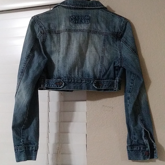 Adjustable Cropped Denim Jacket Jean Coats Size M - Picture 8 of 14